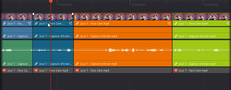 [C] allows you to cut the part between the red cursor and the next cut