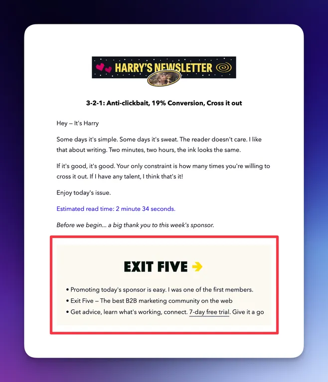 Un exemple de newsletter avec un sponsor