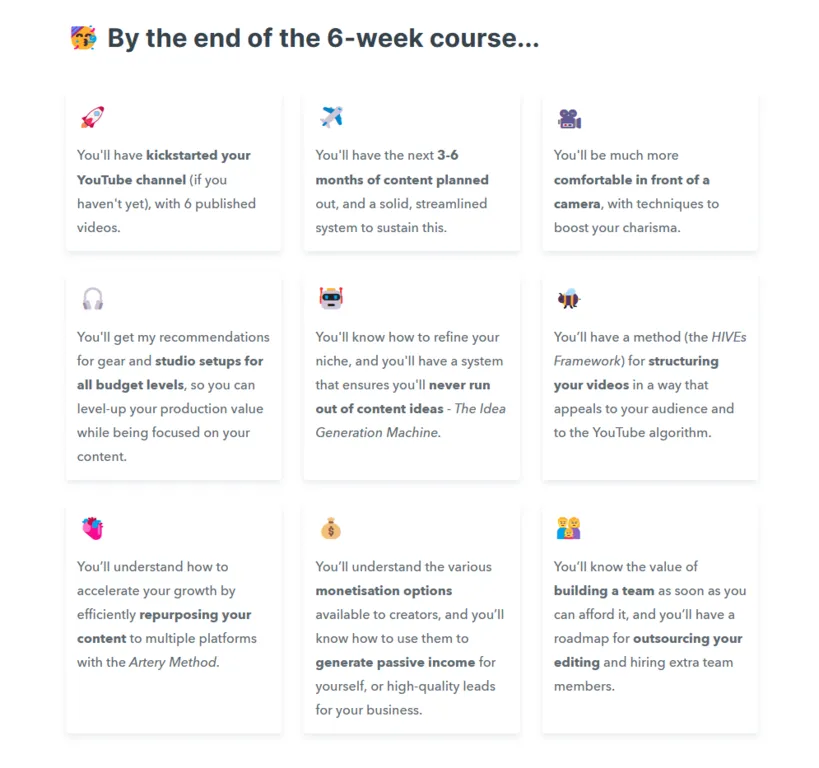 Exemple de la "Part-Time YouTuber Academy" (Académie des YouTubeurs à temps partiel)