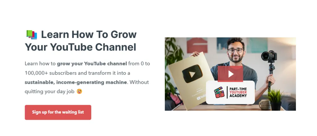 Hook example from the Part-Time YouTuber Academy