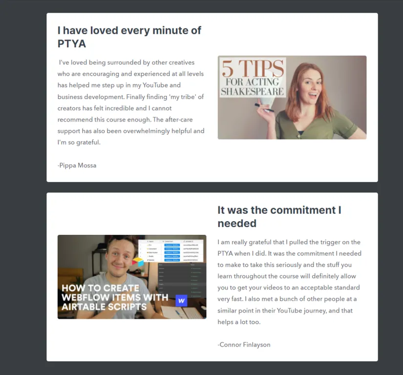 Example from the Part-Time YouTuber Academy